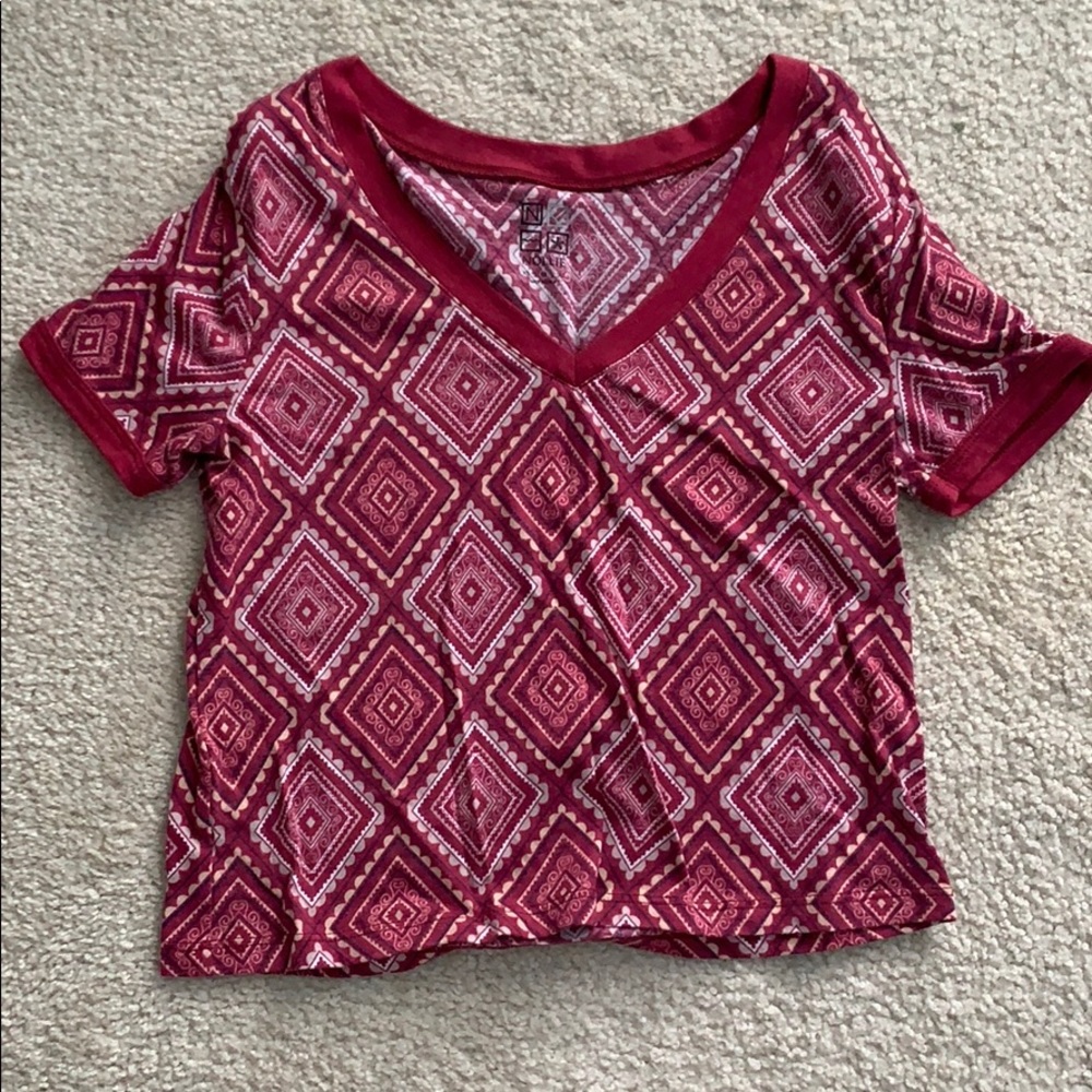 Red boho print crop top